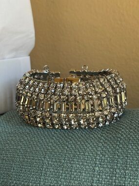 New VINTAGE 60’s Exquisite Rhinestone Bracelet, Never Used, 7.5” With Provenance